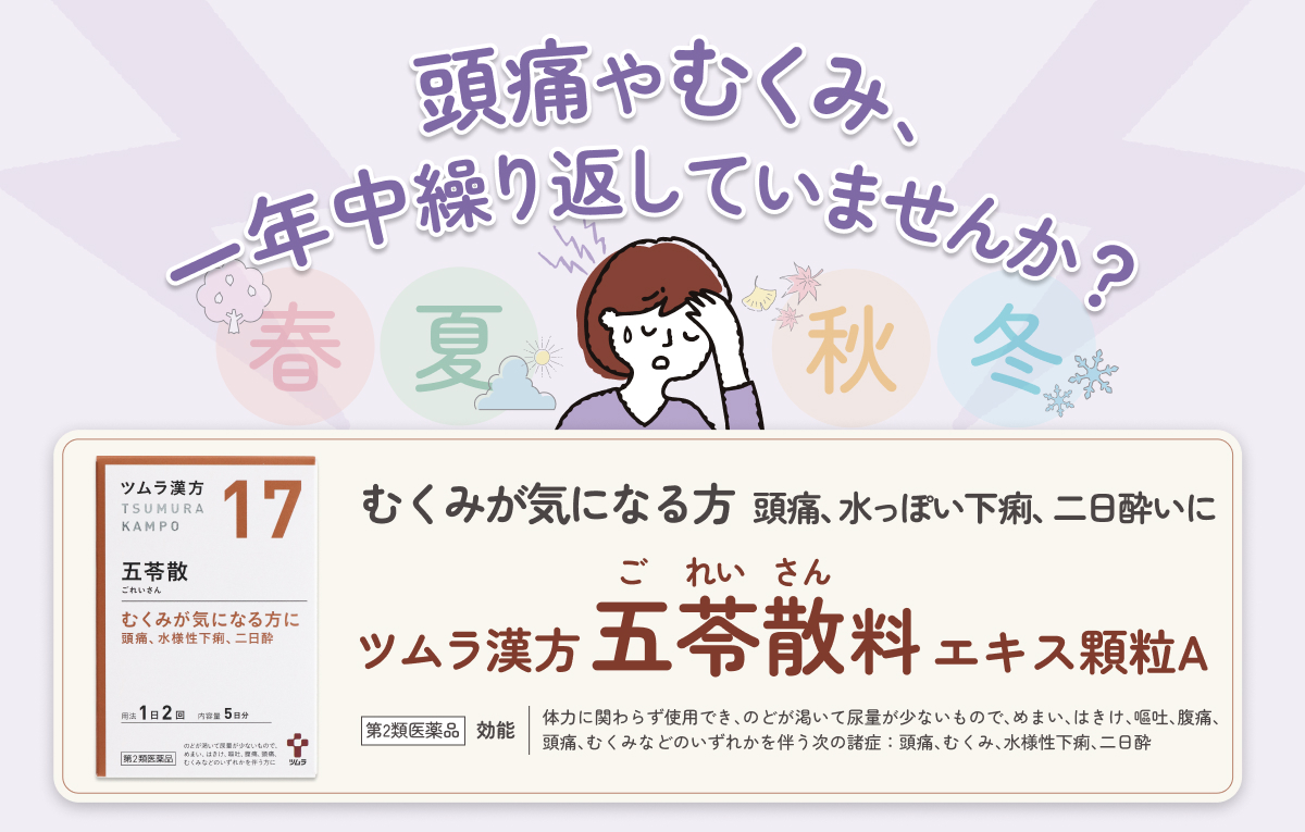 むくみが気になる方 頭痛、水っぽい下痢、二日酔いに ツムラ漢方 五苓散料 エキス顆粒A