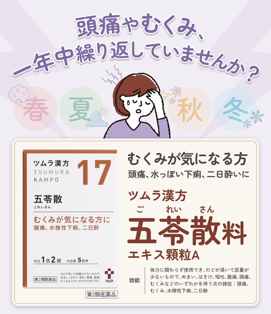 むくみが気になる方 頭痛、水っぽい下痢、二日酔いに ツムラ漢方 五苓散料 エキス顆粒A